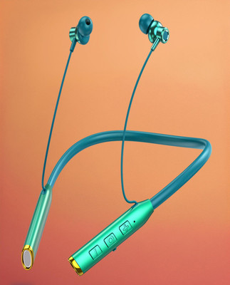 SAIBABA N80 Vibration Alert 48 Hours Playtime Cancellation Waterproof Neckband J29 Bluetooth(Green, In the Ear)