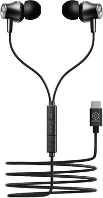 PTron Pride Tunes Type C Earphones with HD mic, In-Line Controls, 1.2M Tangle Free Wired(Black, In the Ear)