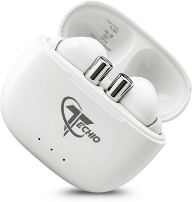 TECHIO Atom 90 Bluetooth Earbuds G3 – 10mm Drivers, 88ms Gaming Mode, Fast Charge, Bluetooth(White, True Wireless)
