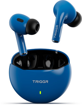 TRIGGR Rizz with 40H Playback, Spherical Design, 13mm Drivers, Rich Bass, Fast Charging Bluetooth(Blue Noir, In the Ear)