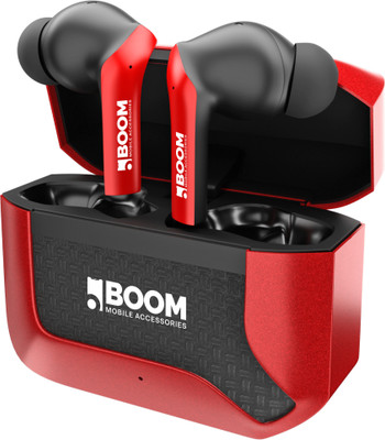 Boom Bullets Max TWS Earbuds with 45 HRS Playtime,(40db ENC), Bluetooth v5.3 Bluetooth(Red, True Wireless)