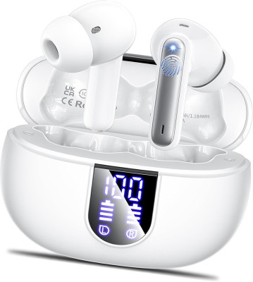 wazny YO-TWS In-Ear Earbuds Wireless Earphones Stereo Bass 800mAh Battery Charger Bluetooth Gaming Headset(White, True Wireless)