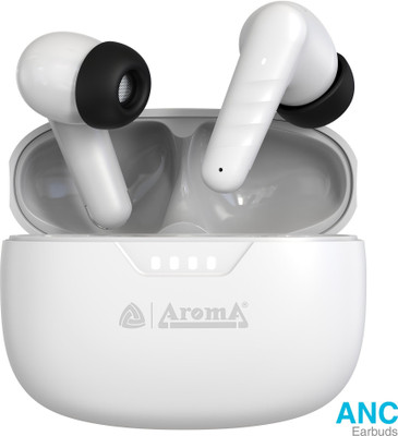 Aroma NB138 Ascrow 32dB Active Noice Cancellation 70H* Fast Charging Earbuds Bluetooth(Pearl White, True Wireless)