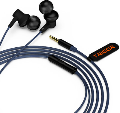 TRIGGR Blaze 3.5mm Jack Wired Earphones with 13mm Driver,In-line Controls,Rich Bass,Mic Wired(Midnight Blue, In the Ear)