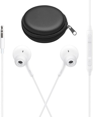 play run ™White Headphone Accessory Combo Earphone With Carry Pouch Wired 3.5 mm Jack Wired Headset(White, In the Ear)