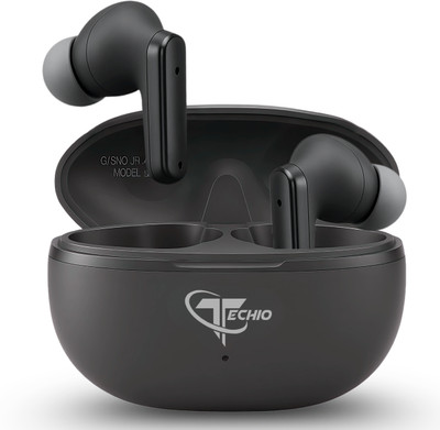 TECHIO MaxTune Air Earbuds, 40Hr Playback, 13mm Bass Boost, IPX5 Bluetooth(Black, True Wireless)