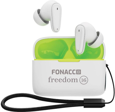 FONACC Freedom 16 Noise Cancelling Earbuds with 12 Hours of Playtime, Fast Pairing Bluetooth(White, In the Ear)