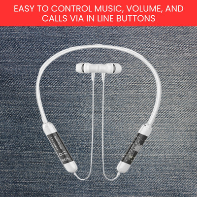 GUGGU Bt Transparent (Neckband Bluetooth Earphones) with Deep Bass 35 Hrs PlaytimeW373 Bluetooth(White, In the Ear)