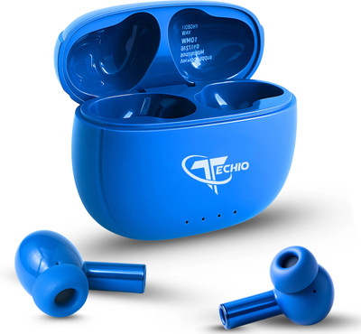 Techio ATOM 90 Earbuds R12 Smart Touch & Voice Control Bluetooth(Blue, True Wireless)
