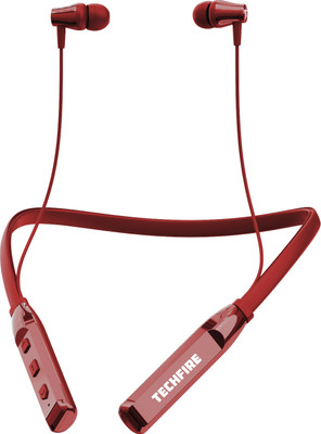 TECHFIRE Fire T777 Neckband Hi-Bass Wireless Bluetooth Headphone 40 Hours Playtime Bluetooth(Red, In the Ear)