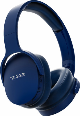 TRIGGR Trinity 2 with Dual Pairing, ENC, Fast Charge, 50H Battery, Rubber Finish, v5.3 Bluetooth(Cobalt Blue, On the Ear)