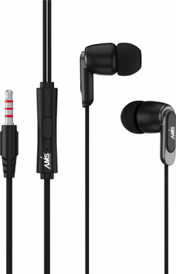 AMS A156 Wired Earphone Music with Mic ,Deep Bass,Clear Hi-Fi Sound Wired earphone Wired(Black, In the Ear)