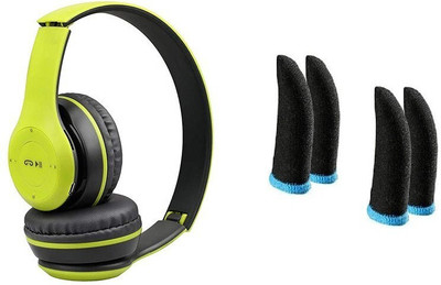 LOPAZ COMBO pack 2 pair pubg gloves with foldable wireless Bluetooth(Green, On the Ear)