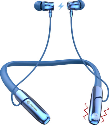 MAK POWER BASS DEMON 100 Hrs Playtime, C-Type Charging, Cool Bass ANC Wireless Neckband Bluetooth(Blue, In the Ear)