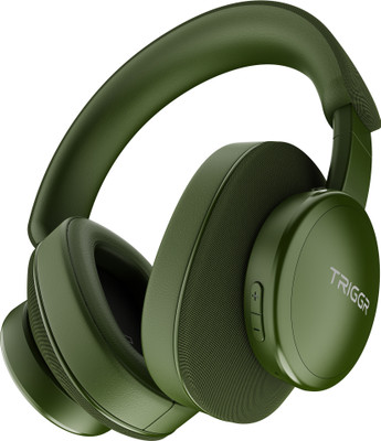 TRIGGR Trinity 3 with Fabric Finish, Dual Pairing, 50H Battery, Foldable Design, v5.3 Bluetooth(Forest Green, On the Ear)