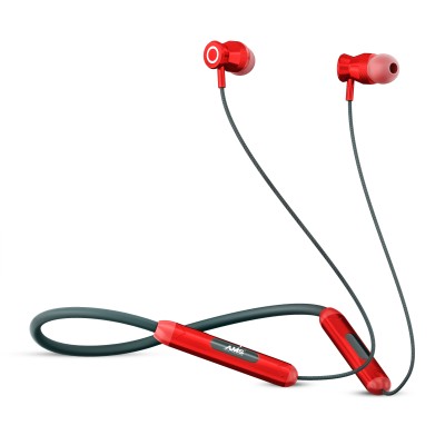 AMS NB30 Flash Series Neckband 60Hrs Playtime, Dual Pairing, Type C, Stereo Sound Bluetooth Headset(Red, In the Ear)