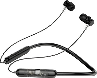 Gripzo Transparent desine High Quality Sound 3 Days Battery Backup Bluetooth Neckband Bluetooth Gaming(Black, In the Ear)