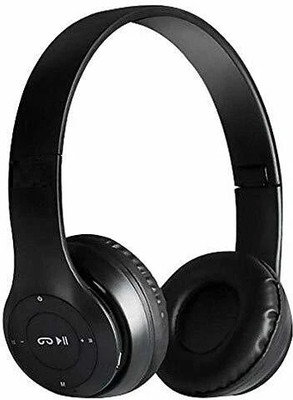 Glatoxi stylish foldable Bluetooth headset Bluetooth & Wired(Black, On the Ear)