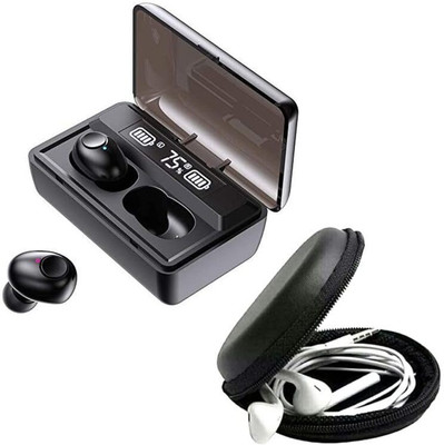 DRUMSTONE Combo C686 - TWS-T8 Wireless with Digital Display & Round Zipper Storage Bag Bluetooth(Multicolor, In the Ear)