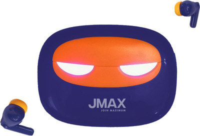 Jmax JM-TW-08 | 30H Non-Stop Music | GLOWING LIGHT CASE| 300mAh Case | 4H Talk Time Bluetooth(BLUE ORANGE, True Wireless)