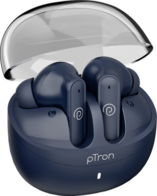 PTron Bassbuds Indie w/ AI-ENC Clear Calls, 45hrs Playtime, Custom EQ, App Support Bluetooth(Blue, True Wireless)