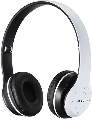 Techpunch Foldable/Sports Office/Gaming Wireless Headphone Mic Bluetooth & Wired(White, On the Ear)