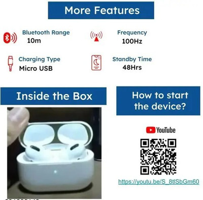 JQVA Earbuds Boost Touch Bass & Deep Audio Bluetooth(White, True Wireless)