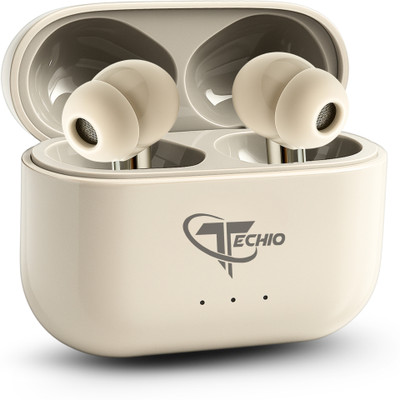 Techio Buds Xero TWS Earbuds P1 with 50dB ANC, 50Hrs Playtime, 12.4mm Drivers Bluetooth(White, True Wireless)