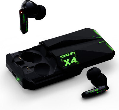 TRIGGR Kraken X4 with 13mm Drivers, 40ms Latency, ENC, 60H Battery, Rubber Finish, v5.4 Bluetooth(Gotham Black, True Wireless)