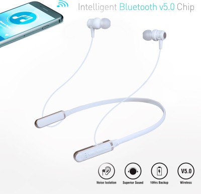 Qeikim ZW-126 Dilbar - 34 Hour Playtime Bluetooth Headphone Neckband Earphone Bluetooth Headset(White, Gold, Multicolor, In the Ear)