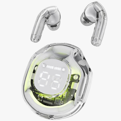 TARECON Earbuds Wireless Gaming Edition with Transparent Case, BT 5.3, Quick Charge Bluetooth(White, In the Ear)