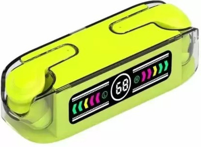 COREGENIX Premium Transparent Bluetooth TWS,BT 5.3 with ENC, 40hrs of PlayTime, FastCharge Bluetooth(Lemon green, True Wireless)