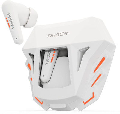 TRIGGR Raptor 30ms Low Latency, Rapid Pairing, 4 Mic ENC, Spaceship Design, 50H Battery Bluetooth(Arctic White, True Wireless)