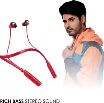 IZWI IZ-34 Super Bass Neckband Headphone Long Life Battery (RED, In the Ear) Bluetooth(Red, In the Ear)