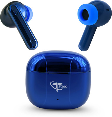 Techio BoomBuds Max TWS Earbuds with Fast Pairing, Deep Bass & Crystal Clear Mic Bluetooth(Blue, True Wireless)