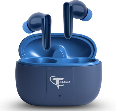 TECHIO MaxTune Air Earbuds, 40Hr Playback, 13mm Bass Boost, ENC Calling Bluetooth(Blue, True Wireless)