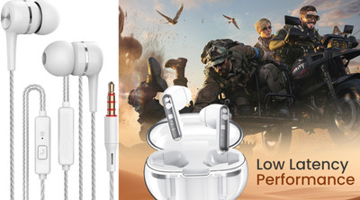 SSVOCATIONPOINT Combo Product Thunder Sound Touch Wireless Bluetooth Earbuds 5.3V, With Earphone Bluetooth Gaming(White, True Wireless)