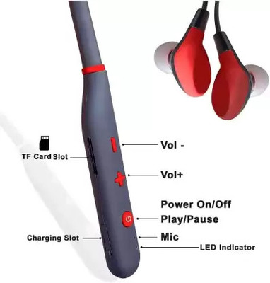 NICK JONES BULLET Earphones with Mic, Type C charging, IPX5 Sweatproof Bluetooth(Red, In the Ear)