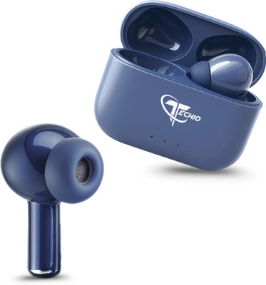 Techio PlayBuds Pro TWS with ENC, Voice Assistant, Fast Charging & HD Clarity Bluetooth(Blue, True Wireless)