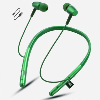 ZTNY Magnet Bluetooth Earphone Headphone with Mic, Sweatproof Sports Headset Bluetooth Headset(Green, In the Ear)