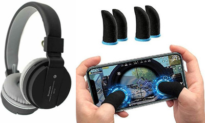 JOKIN HEADPHONE with 2 PAIR PUBG GAMING GLOVES (multicolor) Bluetooth(Black, On the Ear)