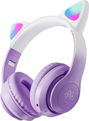 Wk Life Kids Headphones Wireless, Girls/Boys Cat Ear Bluetooth Bluetooth Headset(Blue, On the Ear)