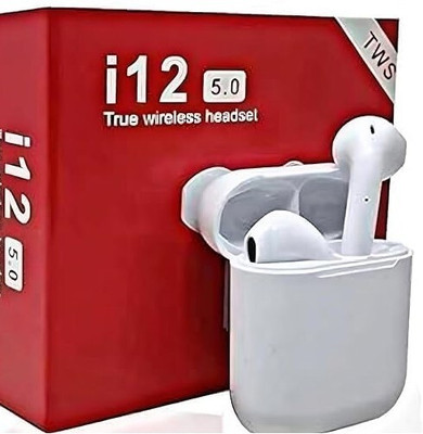 AJ HUB Wireless Earbuds Headset i12 With Active Noise Cancellation And Charging Case Bluetooth(White, True Wireless)