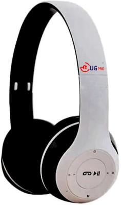 UGPro UGP-47 Wireless Bluetooth Headset with Mic, FM and SD Card Slot Bluetooth & Wired Headset(White, On the Ear)