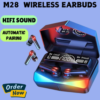 GUGGU M28 Wireless Earbuds, TWS Bluetooth 5.1, Mirror Screen LED Display, HD SoundE400 Bluetooth(Multicolor, True Wireless)