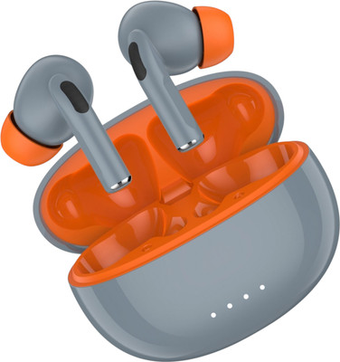 JAZX Buds T100x 48Hrs Playback,Clear Calls,11.2mm Dynamic Drivers,Bluetooth V5.3 Bluetooth(Grey, Orange, True Wireless)