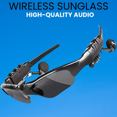 GUGGU Sunglass with (Bluetooth Earbuds) Music and bluetooth headset and micY412 Bluetooth(Black, On the Ear)