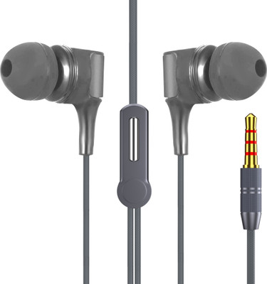 AAMS Zeb-Buds 30, with In-Line Mic, 3.5mm Jack, 14mm drivers, Volume Control, Durable Wired(Grey, In the Ear)