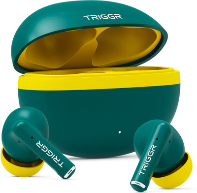 TRIGGR Ultrabuds N5 with Latest BT v6.0, 40Hr Playtime, 13mm Dynamic Drivers, Rich Bass Bluetooth(Neon Leaf, True Wireless)