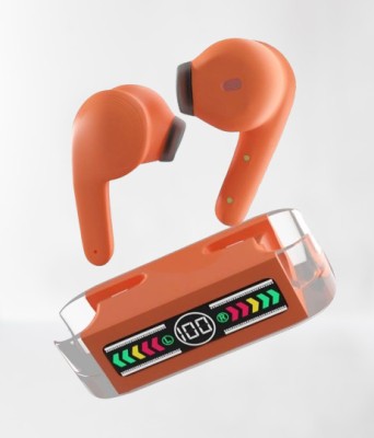 UPOZA M12 Max Wireless with Fast Charge, 48 Hrs Battery Life, Earphones with mic Bluetooth Headset(Orange, In the Ear)